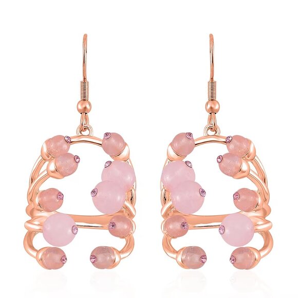 Galilea Rose Quartz and Pink Austrian Crystal  Earrings in Rosetone - Picture 1 of 2